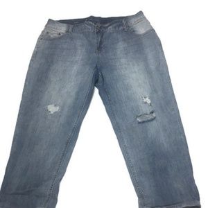 Distressed Denim Capri's